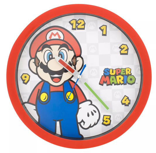 Super Mario Bros. Mario Profile Chrome Red 10" Wall Clock Multi-Color